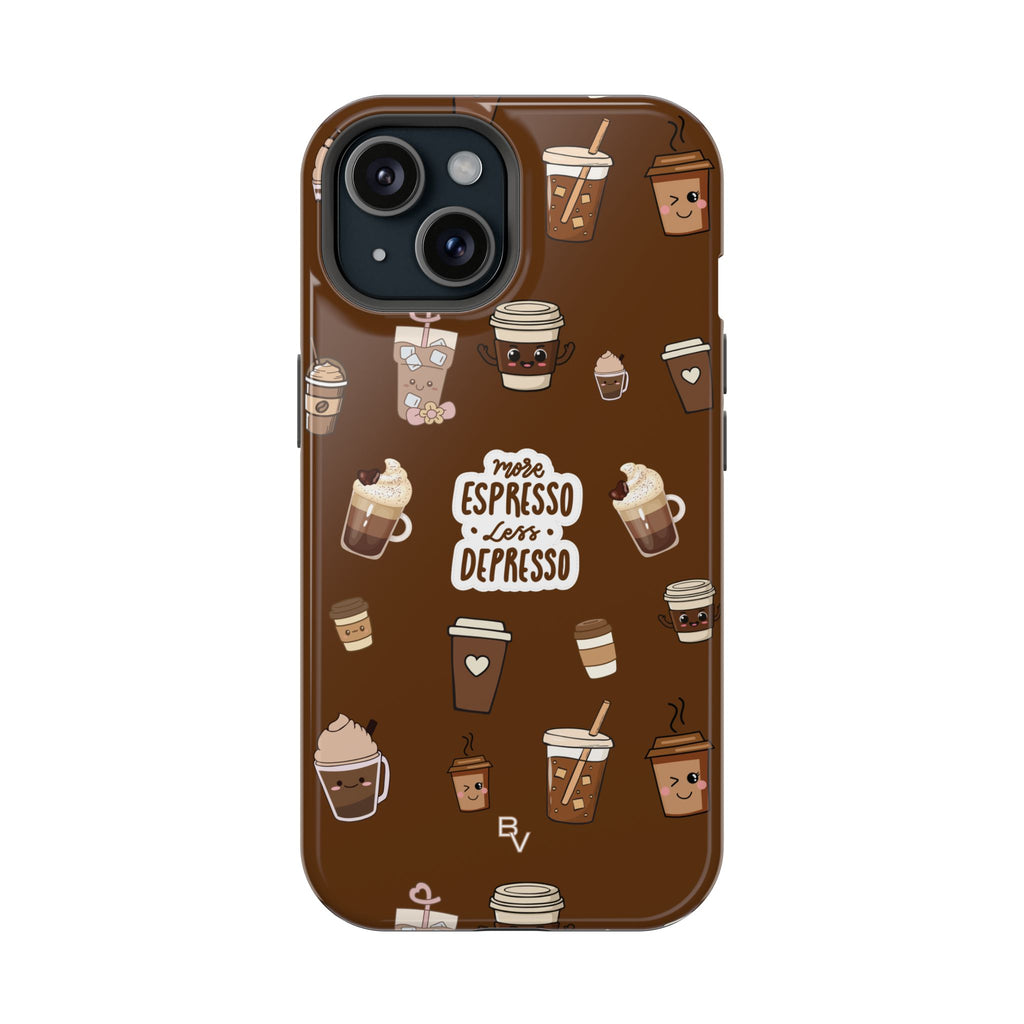 More Espresso Less Depresso Dark Brown iPhone Case