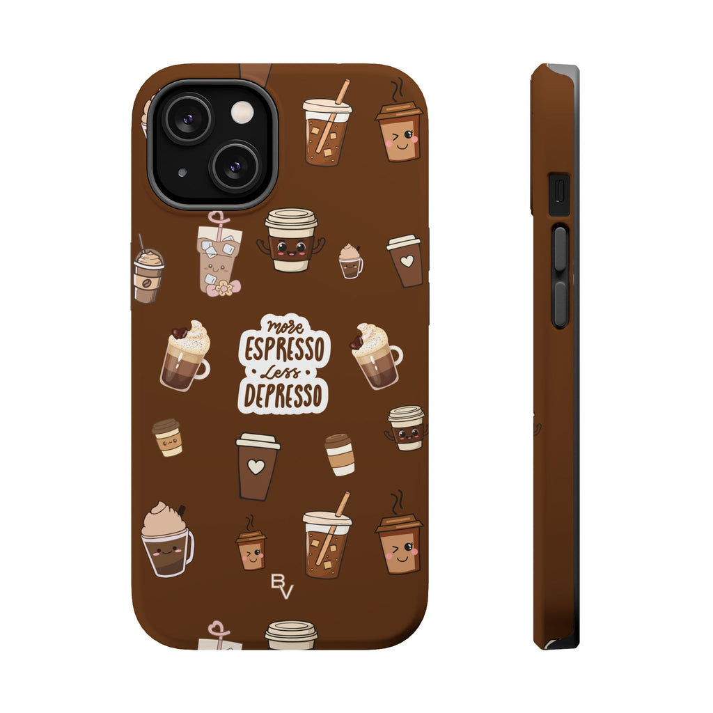 More Espresso Less Depresso Dark Brown iPhone Case
