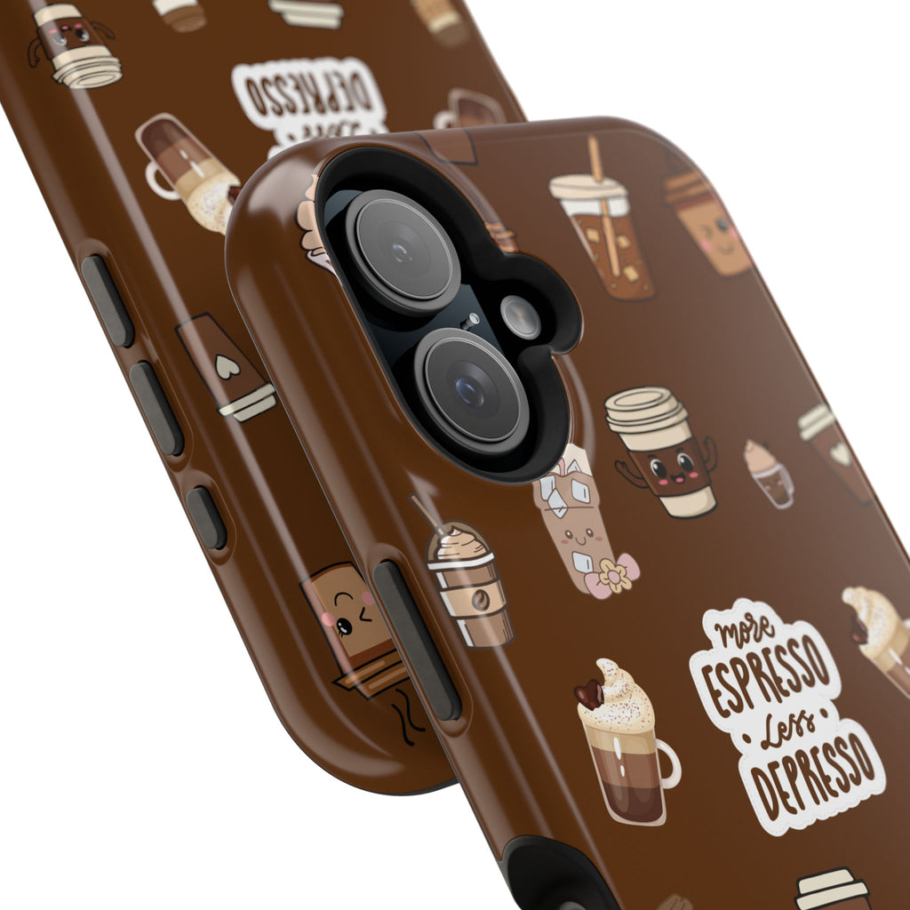 More Espresso Less Depresso Dark Brown iPhone Case