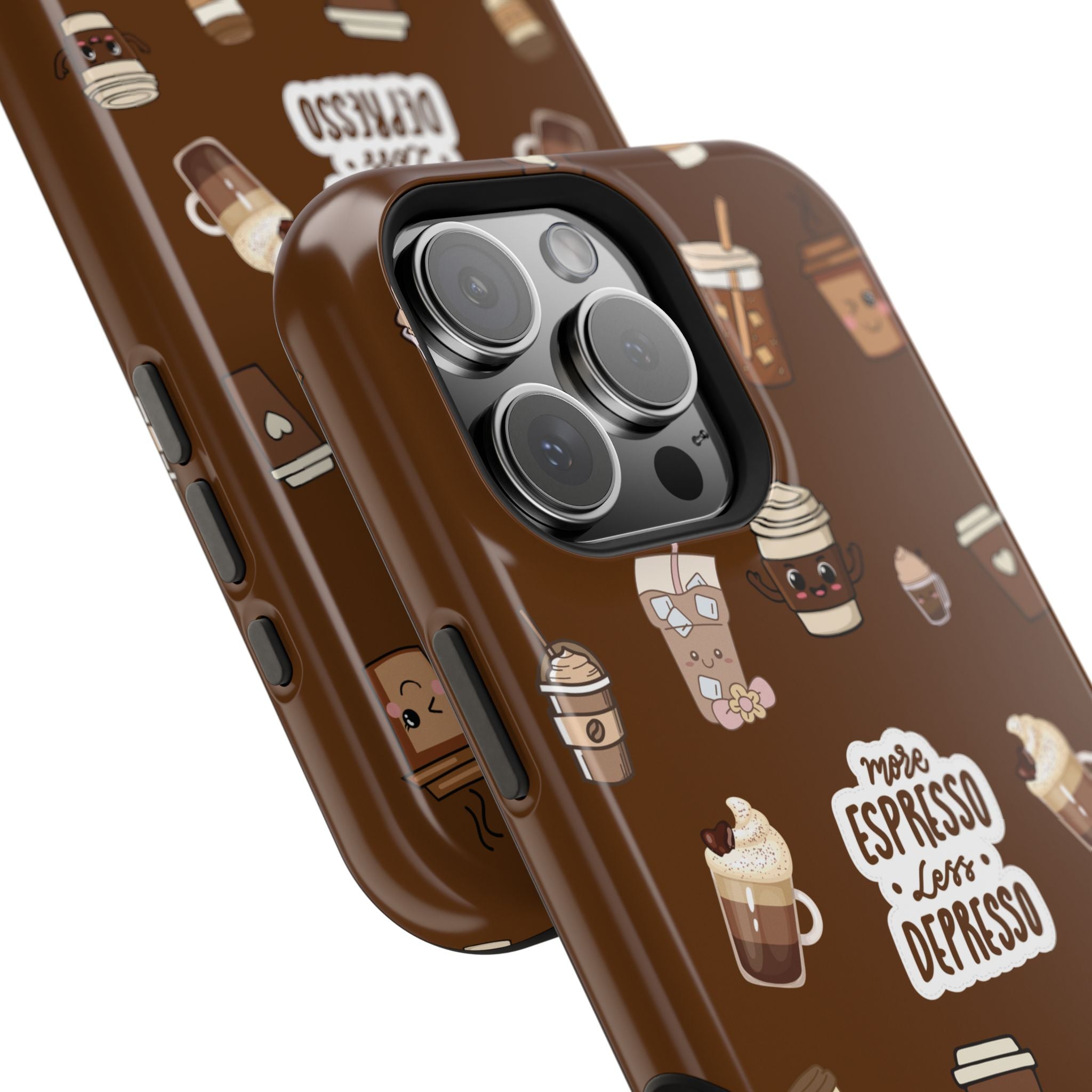 More Espresso Less Depresso Dark Brown iPhone Case