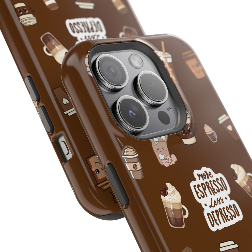 More Espresso Less Depresso Dark Brown iPhone Case
