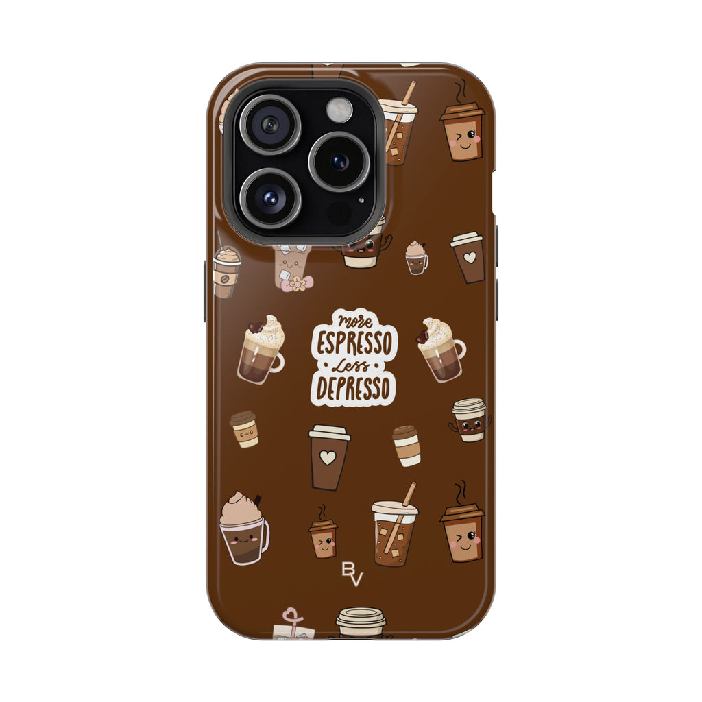 More Espresso Less Depresso Dark Brown iPhone Case