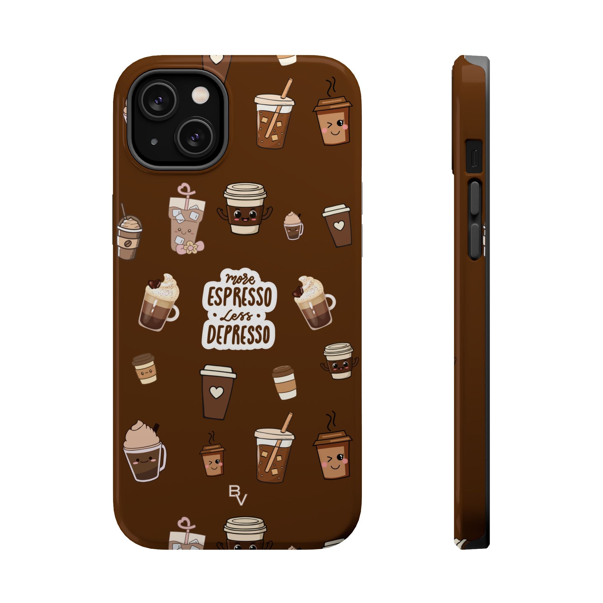 More Espresso Less Depresso Dark Brown iPhone Case