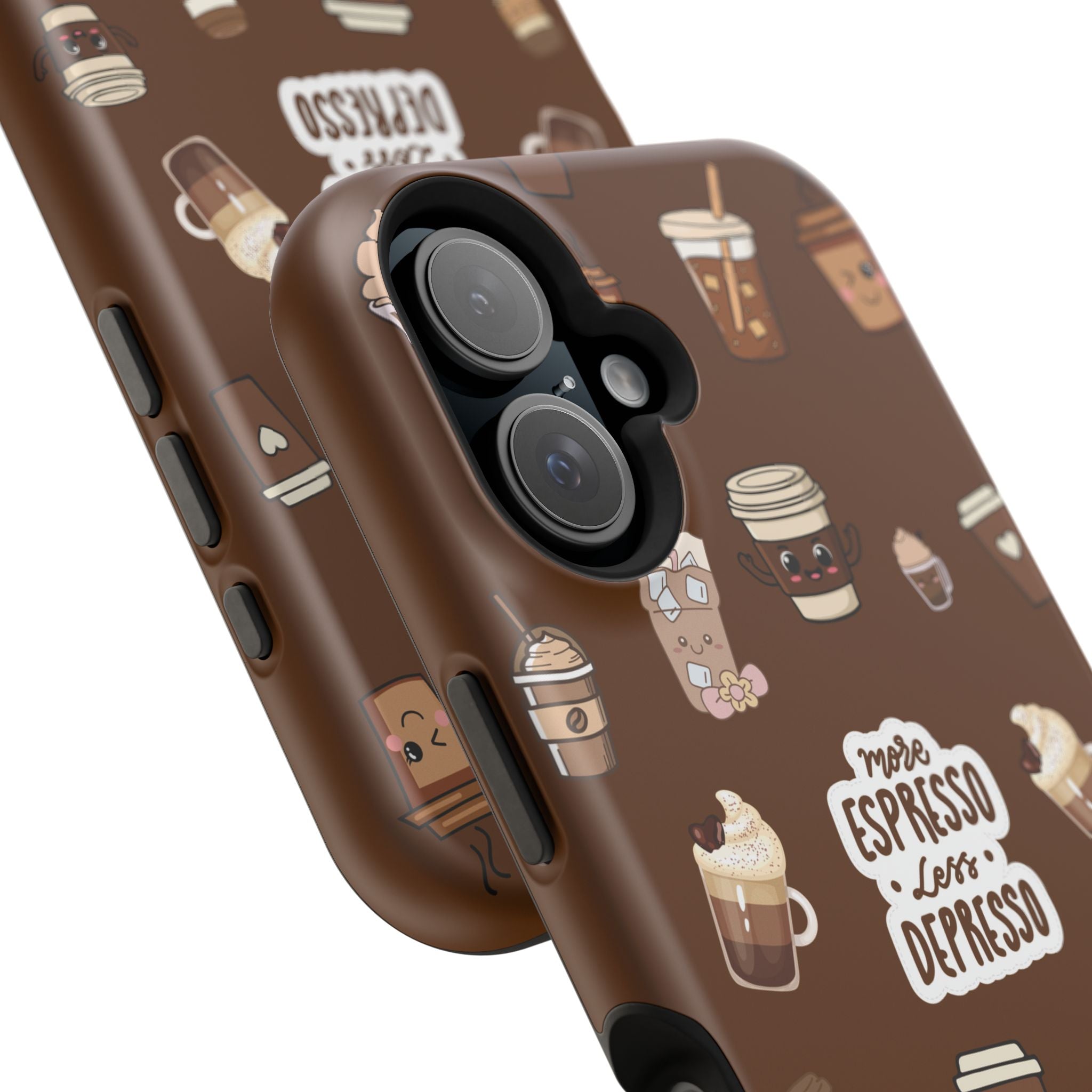 More Espresso Less Depresso Dark Brown iPhone Case