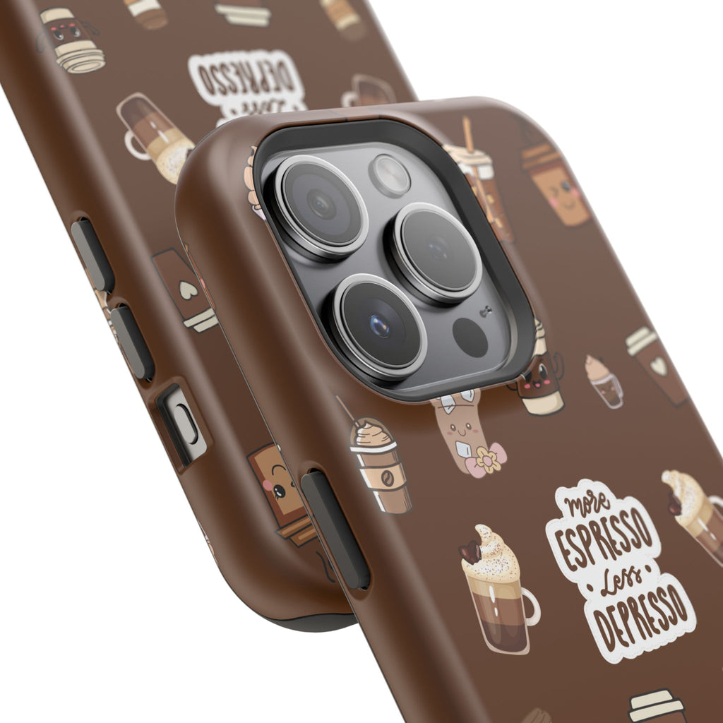 More Espresso Less Depresso Dark Brown iPhone Case