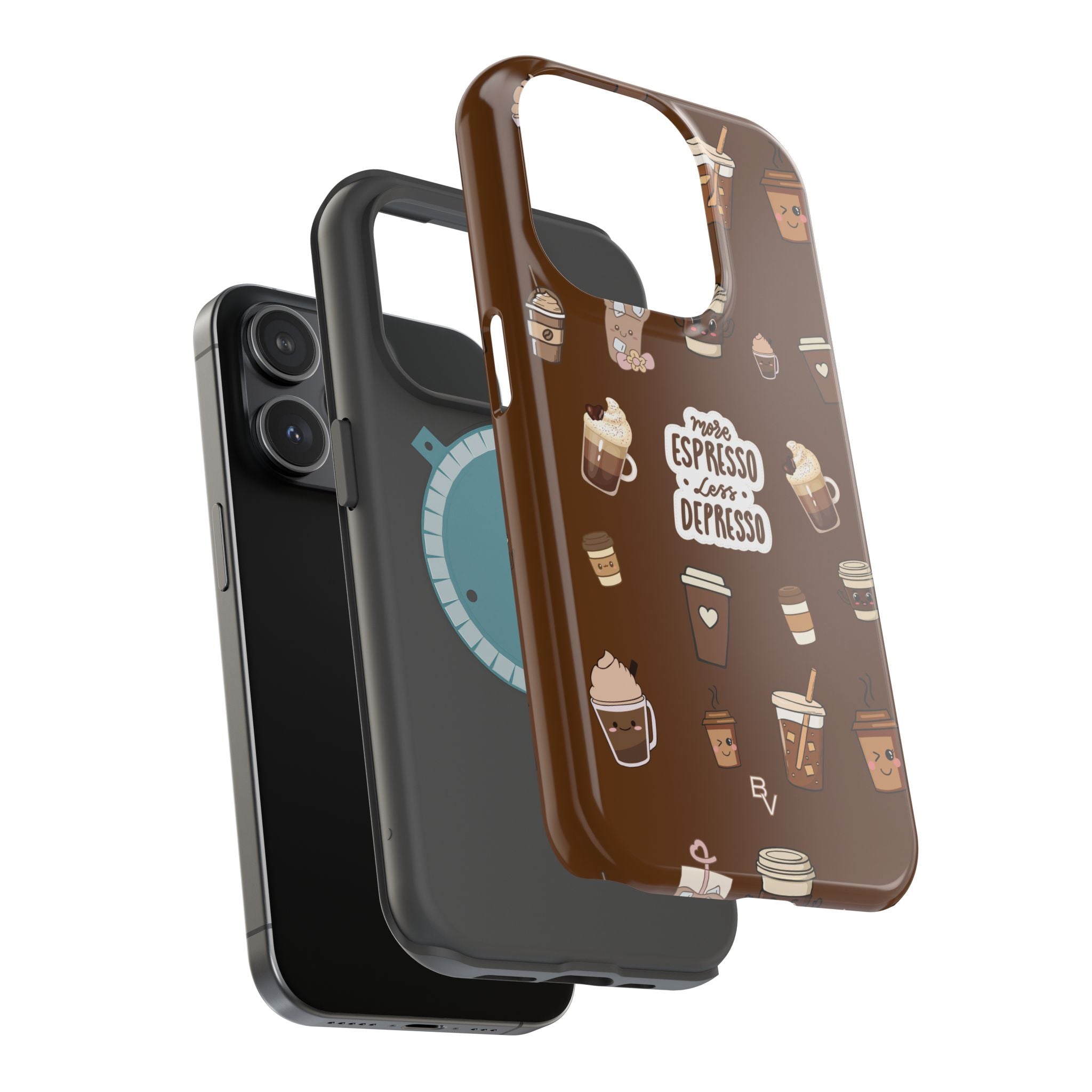 More Espresso Less Depresso Dark Brown iPhone Case