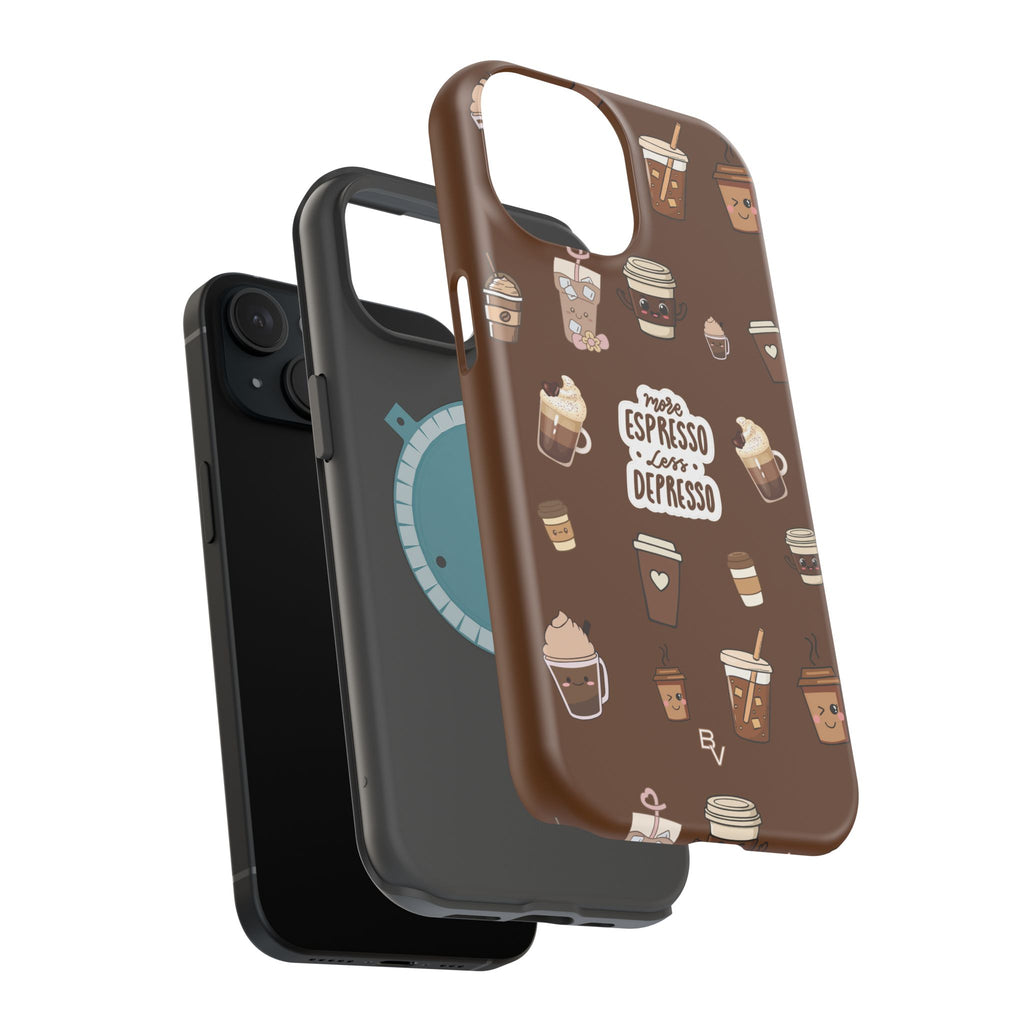 More Espresso Less Depresso Dark Brown iPhone Case