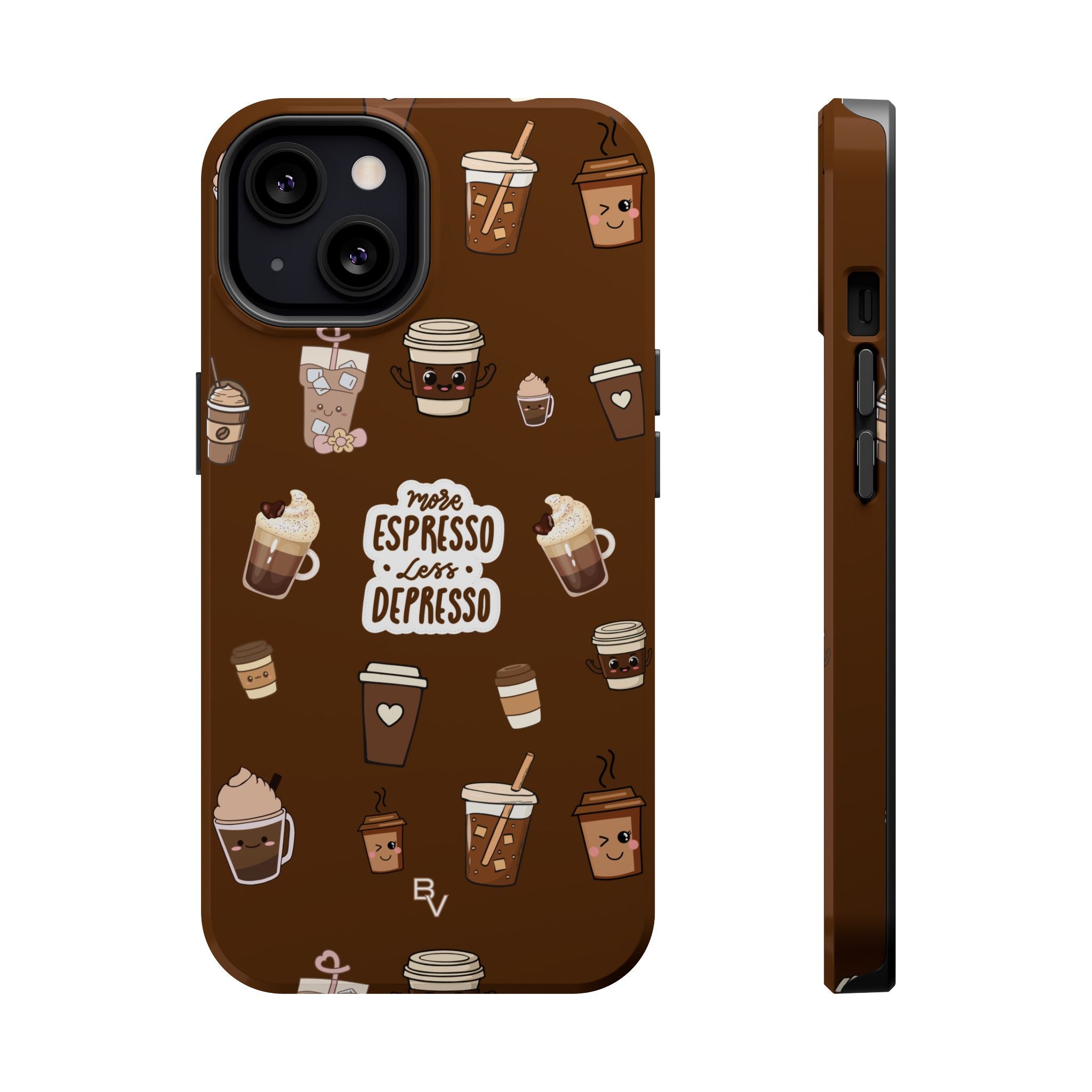 More Espresso Less Depresso Dark Brown iPhone Case