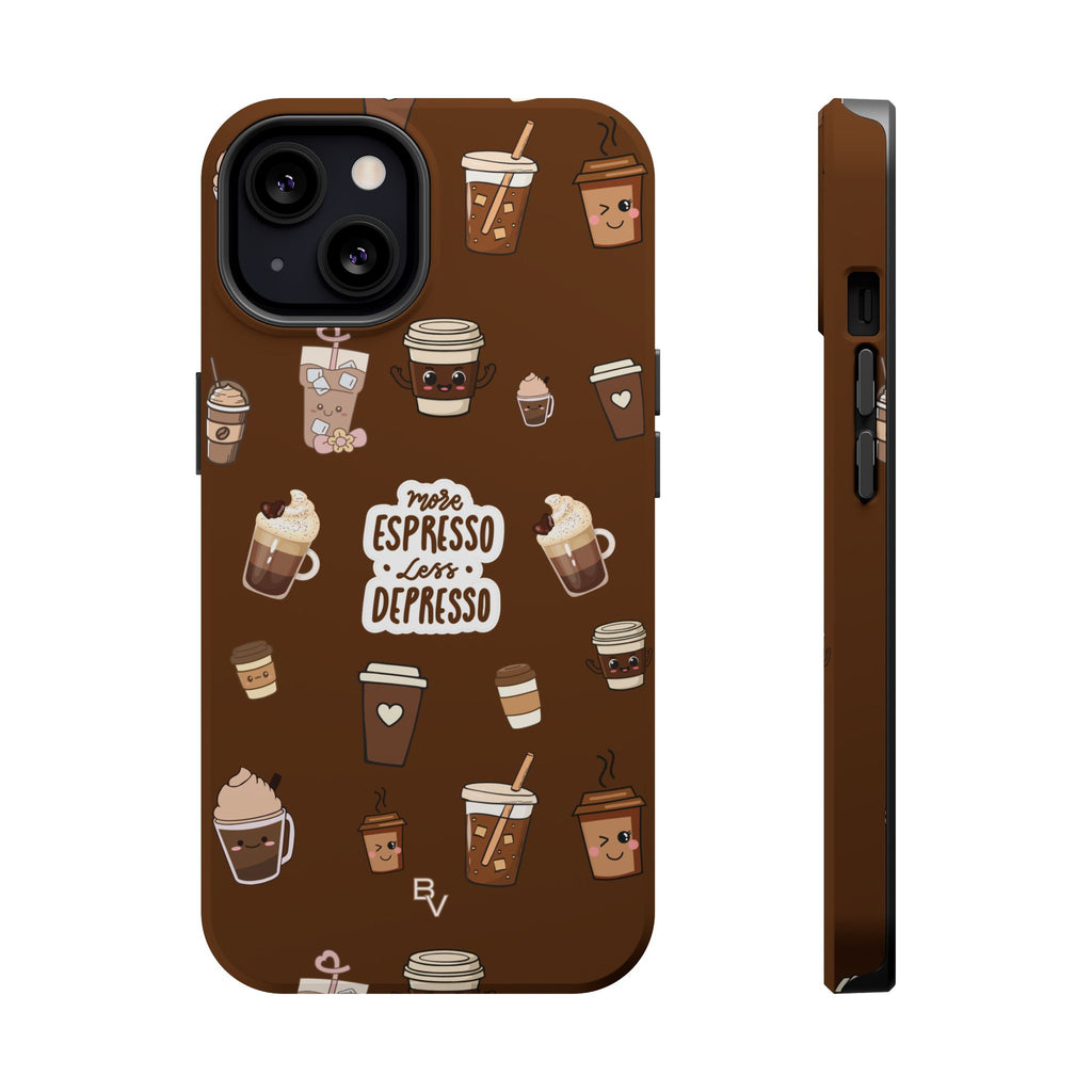 More Espresso Less Depresso Dark Brown iPhone Case