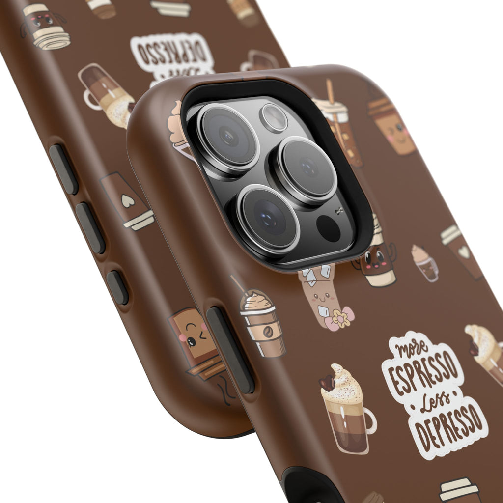 More Espresso Less Depresso Dark Brown iPhone Case