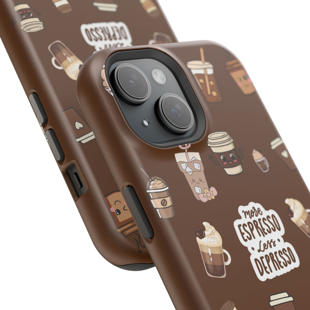 More Espresso Less Depresso Dark Brown iPhone Case
