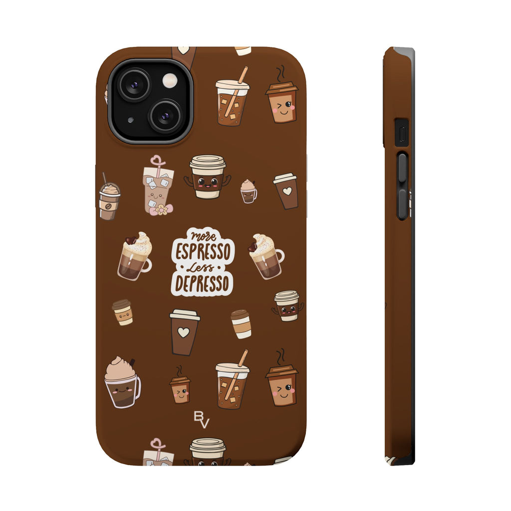 More Espresso Less Depresso Dark Brown iPhone Case