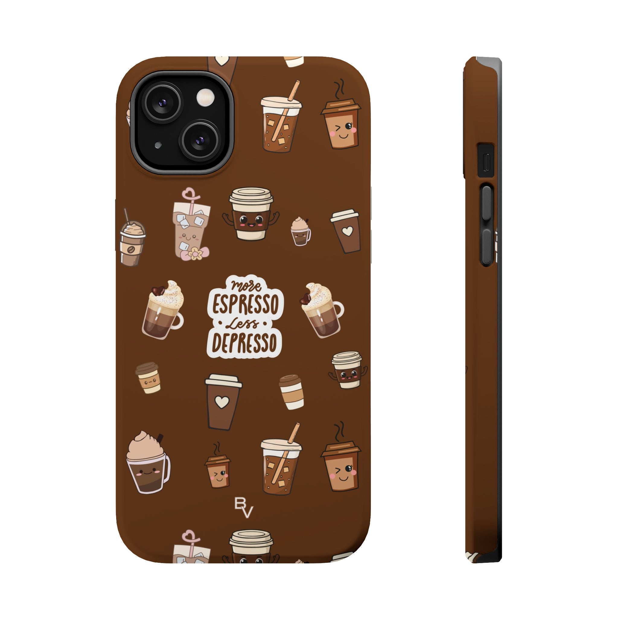 More Espresso Less Depresso Dark Brown iPhone Case