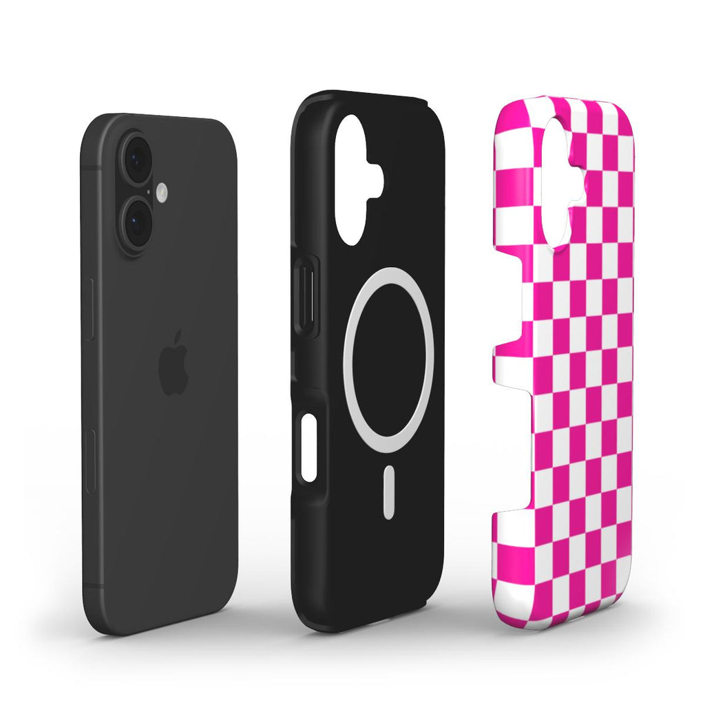 Hot Pink Grid iPhone Case