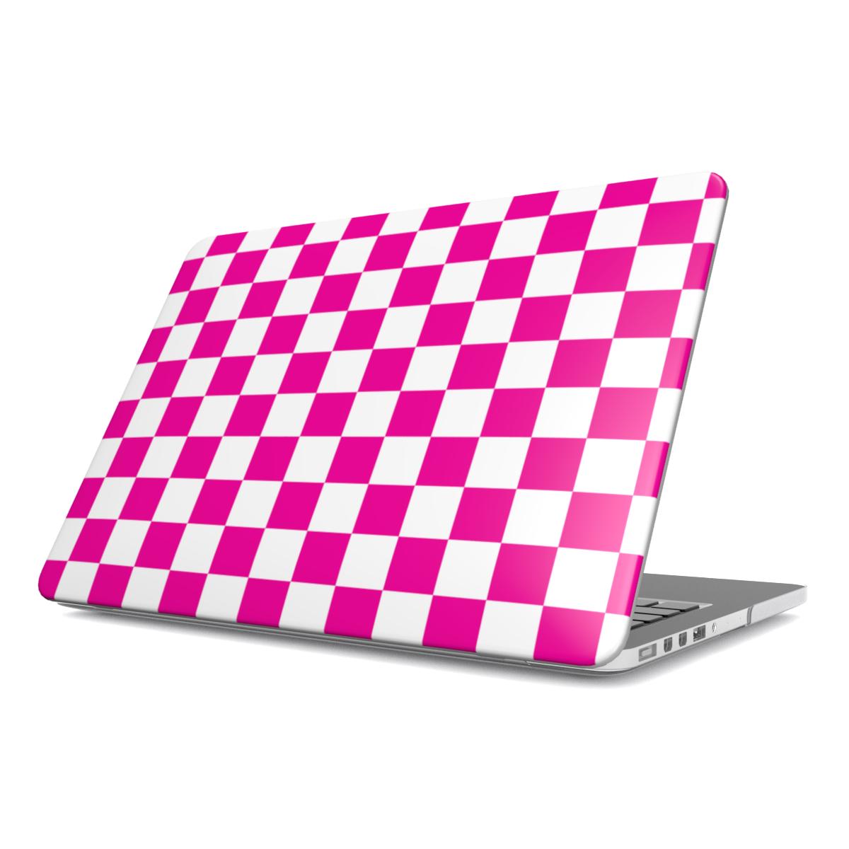 Electric Pink Check MacBook Case