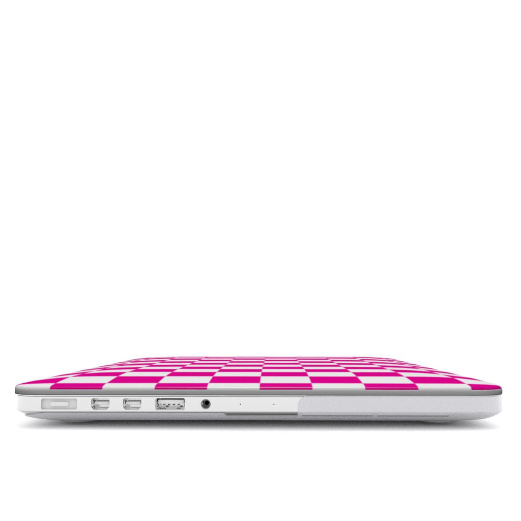Electric Pink Check MacBook Case