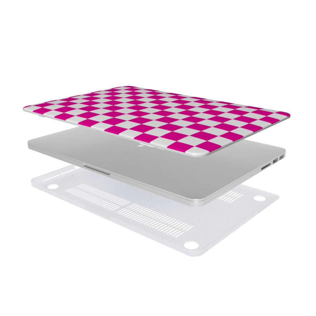 Electric Pink Check MacBook Case