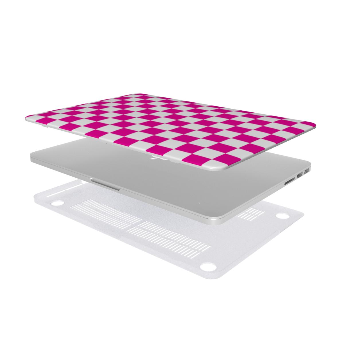 Electric Pink Check MacBook Case