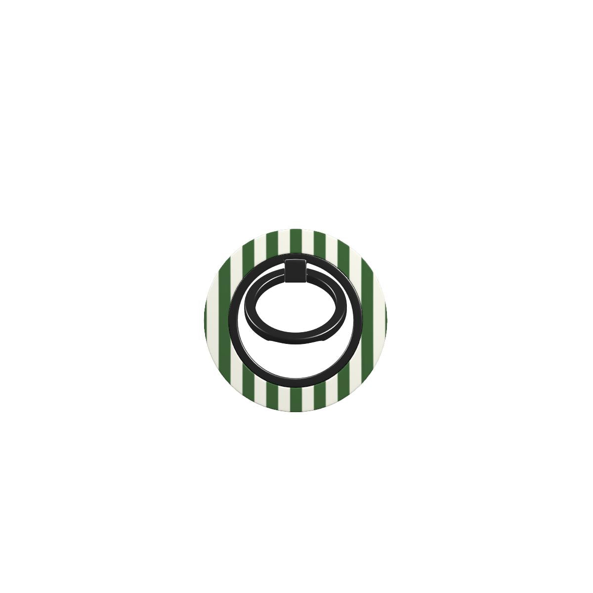 Phone ring holder with green and white striped design on a white background