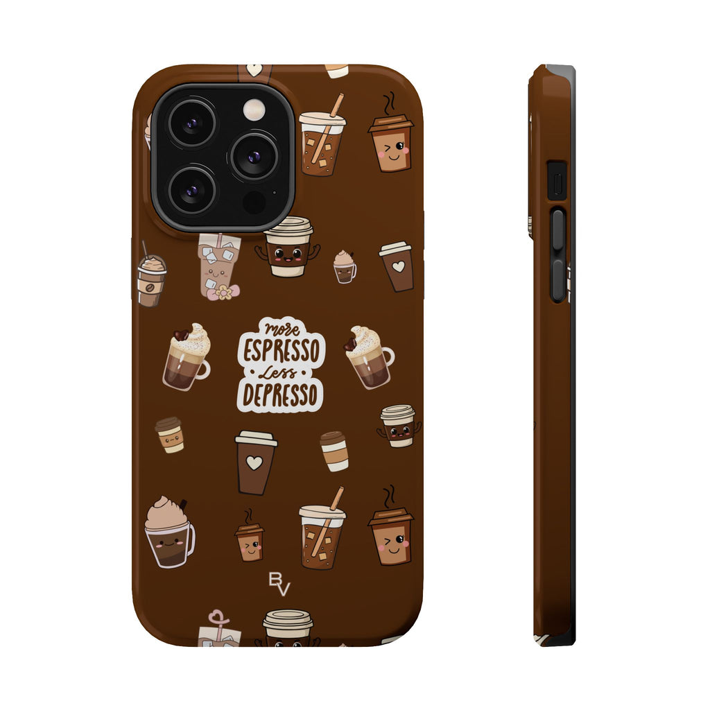 More Espresso Less Depresso Dark Brown iPhone Case