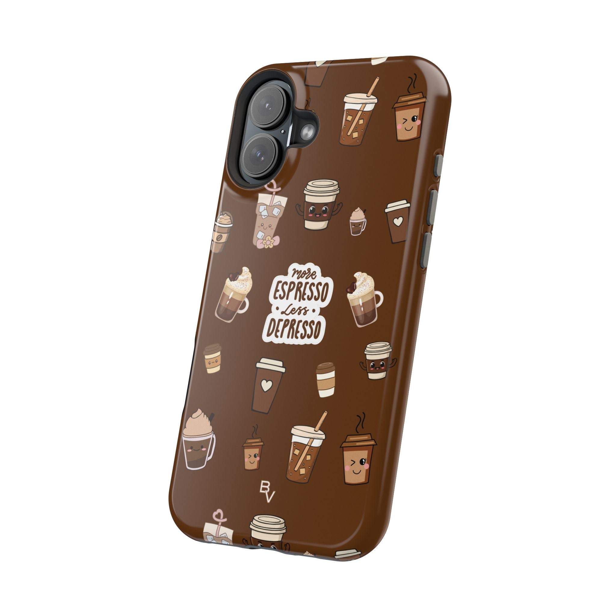 More Espresso Less Depresso Dark Brown iPhone Case