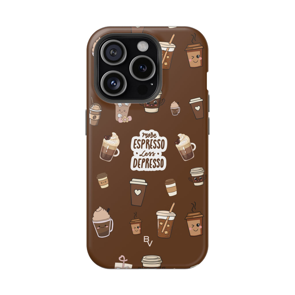 More Espresso Less Depresso Dark Brown iPhone Case