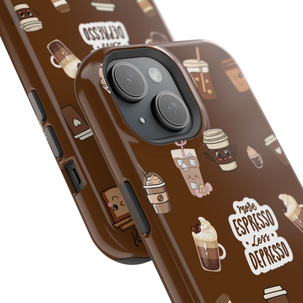 More Espresso Less Depresso Dark Brown iPhone Case