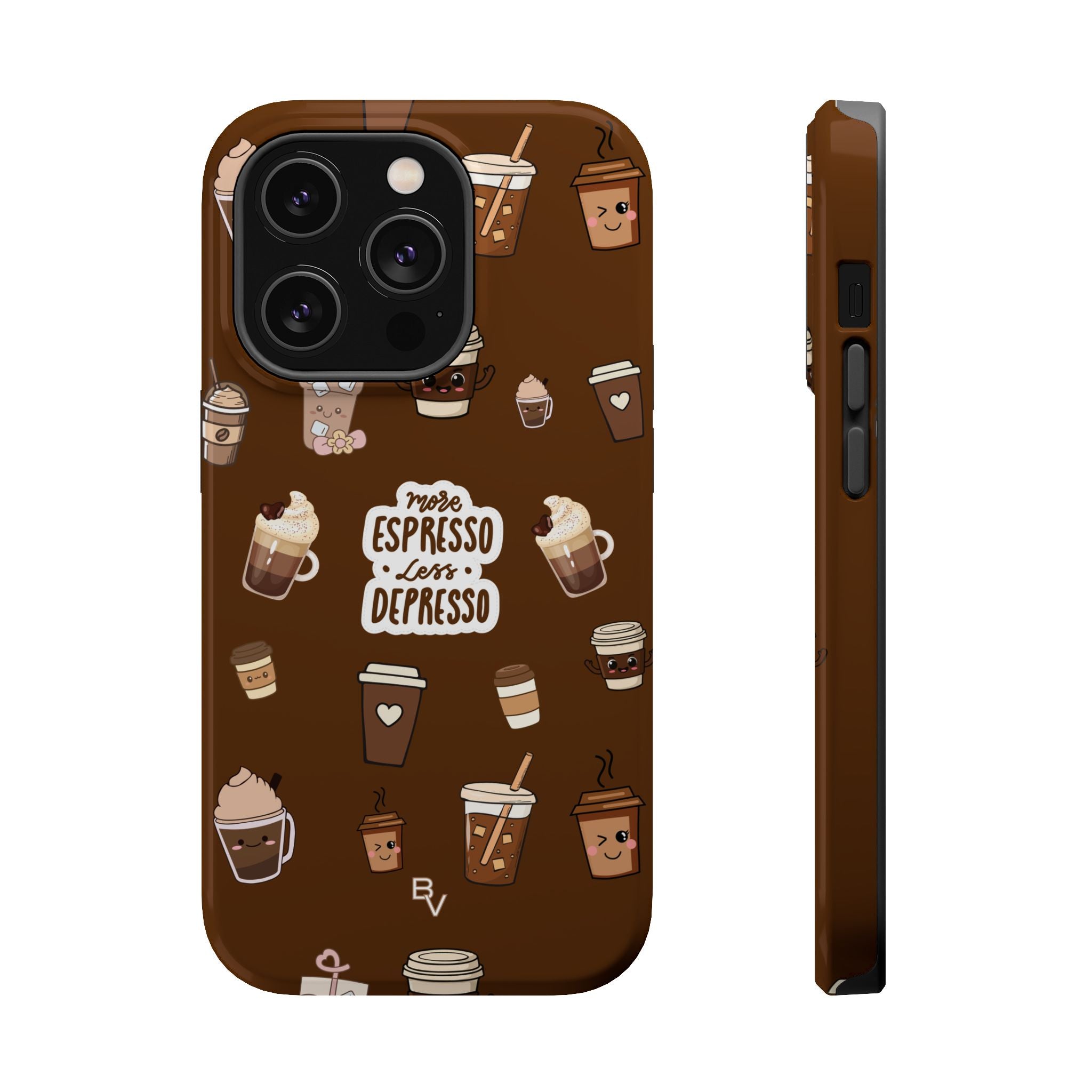More Espresso Less Depresso Dark Brown iPhone Case