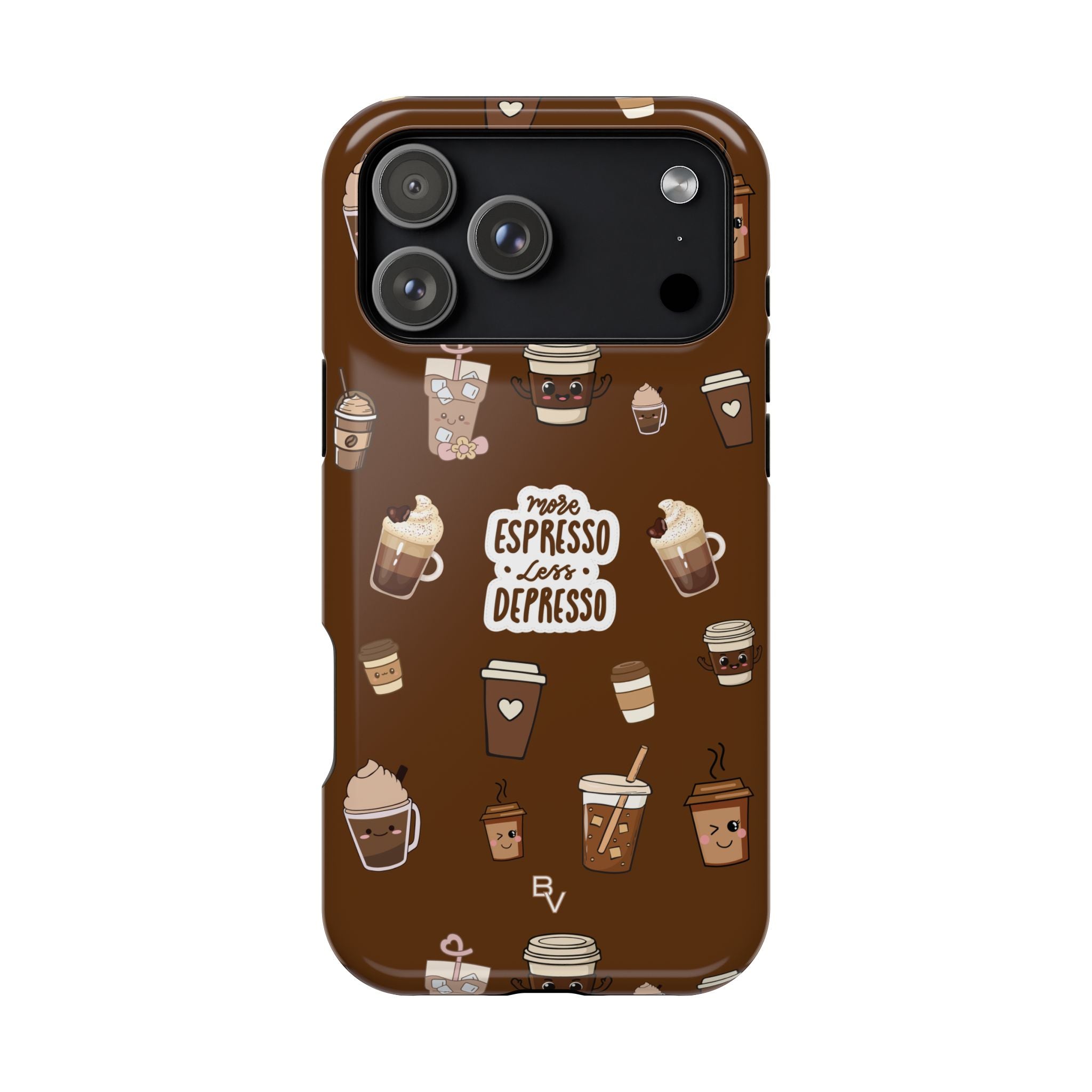 More Espresso Less Depresso Dark Brown iPhone Case
