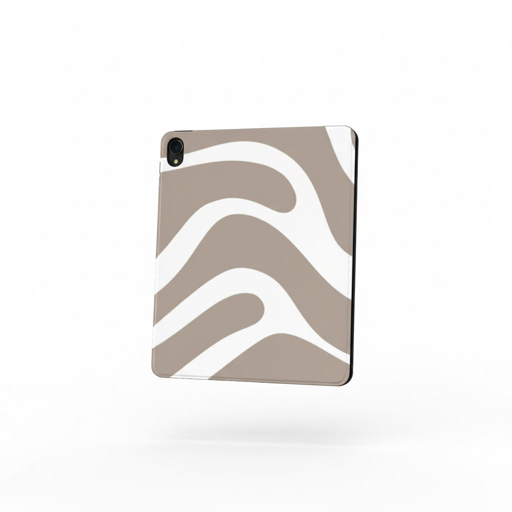 Beige IpAD CASE with wavy white pattern product image