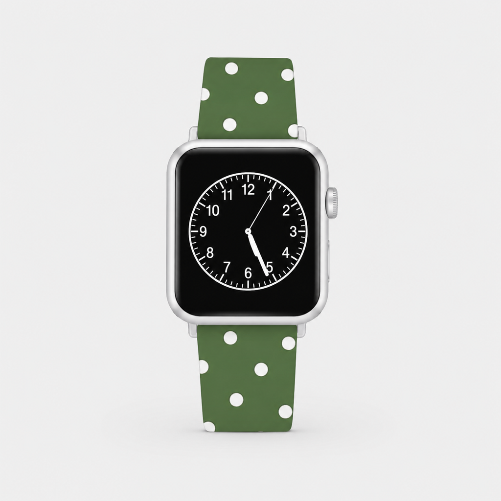 Polka Dot Olive Silicone Watch Band for Apple Watch